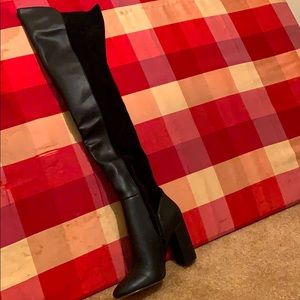 black knee high also boots